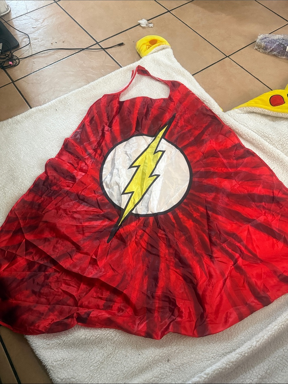 Red Superhero Cape with Yellow Lightning Emblem